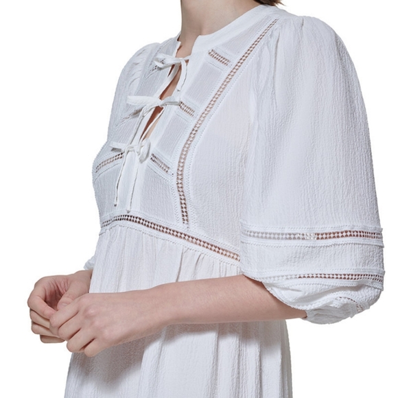 New Calvin Klein Tie Front Gauze Dress - Picture 4 of 4